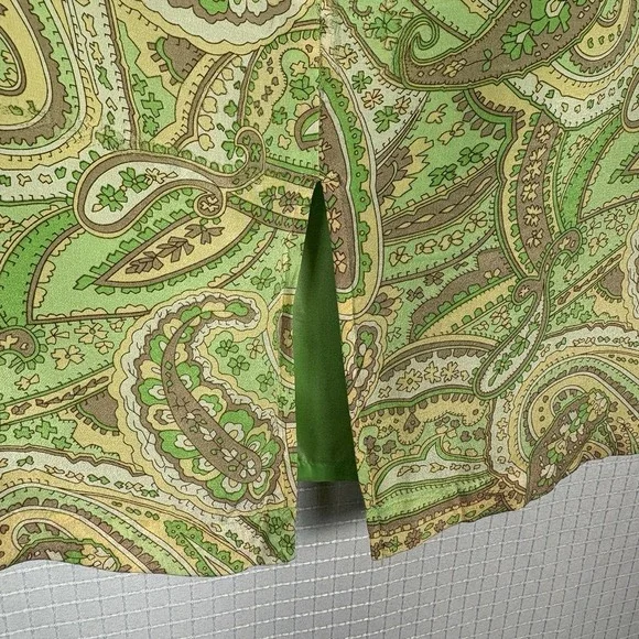 Y2K Worthington Green Paisley Silk Skirt Size 4 Fairycore Fairy‎ Etheral Earthy - Picture 5 of 11